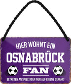 4252024203578 Schilderstore24 	Schilderstore24 Blechschilder sind perfekt als Geschenk zu Weihnachten, Geburtstage, Feiern, Partys, Grillabende, Namenstag, Feiertag, Mädelsabend, Hochzeit. Jederzeit stilvoll im Wohnzimmer, Partykeller, Garage, Praxis, Büro, Café, Hauseingang Fußball Mannschaft Verein Bolzen Ball sport liga kicken stadion freizeit ''Osnabrück Fan''		18x12cm