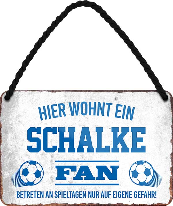 4252024203608 Schilderstore24 	Schilderstore24 Blechschilder sind perfekt als Geschenk zu Weihnachten, Geburtstage, Feiern, Partys, Grillabende, Namenstag, Feiertag, Mädelsabend, Hochzeit. Jederzeit stilvoll im Wohnzimmer, Partykeller, Garage, Praxis, Büro, Café, Hauseingang Fußball Mannschaft Verein Bolzen Ball sport liga kicken stadion freizeit ''Schalke Fan''		18x12cm