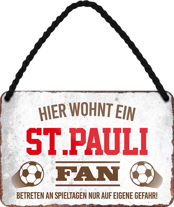 4252024203622 Schilderstore24 	Schilderstore24 Blechschilder sind perfekt als Geschenk zu Weihnachten, Geburtstage, Feiern, Partys, Grillabende, Namenstag, Feiertag, Mädelsabend, Hochzeit. Jederzeit stilvoll im Wohnzimmer, Partykeller, Garage, Praxis, Büro, Café, Hauseingang Fußball Mannschaft Verein Bolzen Ball sport liga kicken stadion freizeit ''St. Pauli Fan''		18x12cm