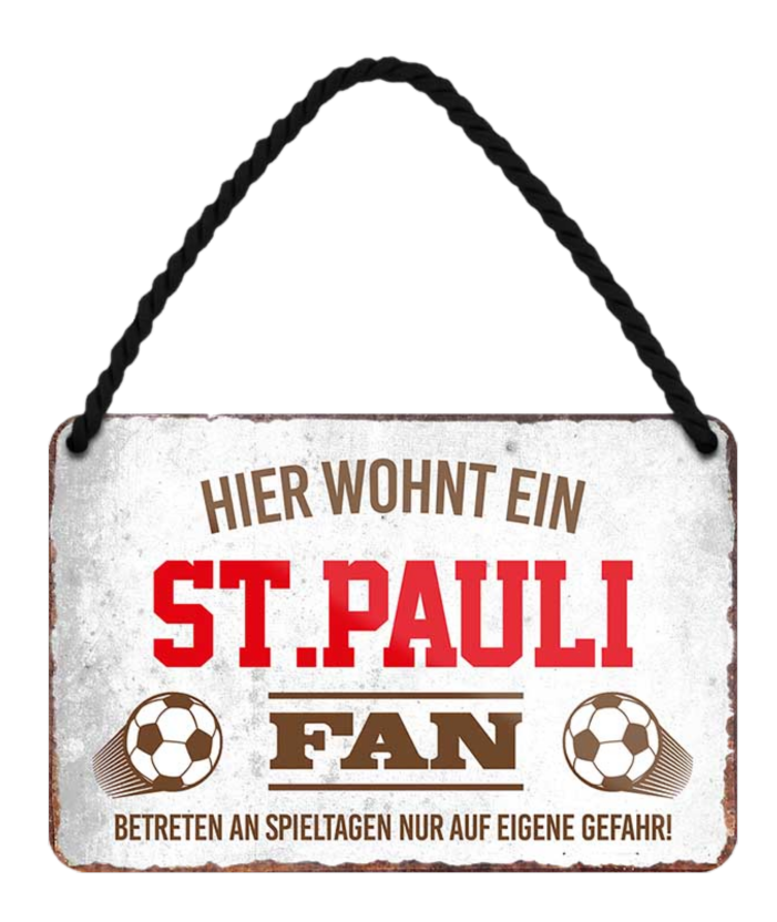 4252024203622	Schilderstore24 Blechschilder sind perfekt als Geschenk zu Weihnachten, Geburtstage, Feiern, Partys, Grillabende, Namenstag, Feiertag, Mädelsabend, Hochzeit. Jederzeit stilvoll im Wohnzimmer, Partykeller, Garage, Praxis, Büro, Café, Hauseingang Fußball Mannschaft Verein Bolzen Ball sport liga kicken stadion freizeit Schilderstore24 	 ''St. Pauli Fan''