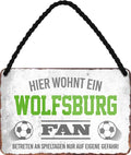 4252024203653 Schilderstore24 Schilderstore24 Blechschilder sind perfekt als Geschenk zu Weihnachten, Geburtstage, Feiern, Partys, Grillabende, Namenstag, Feiertag, Mädelsabend, Hochzeit. Jederzeit stilvoll im Wohnzimmer, Partykeller, Garage, Praxis, Büro, Café, Hauseingang Fußball Mannschaft Verein Bolzen Ball sport liga kicken stadion freizeit	 ''Wolfsburg Fan''		18x12cm