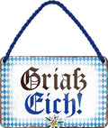 4252024201529 Schilderstore24 	Schilderstore24 Blechschilder sind perfekt als Geschenk zu Weihnachten, Geburtstage, Feiern, Partys, Grillabende, Namenstag, Feiertag, Mädelsabend, Hochzeit. Jederzeit stilvoll im Wohnzimmer, Partykeller, Garage, Praxis, Büro, Café, Hauseingang Sachse Bayern Schwäbisch Alm bayrisch sprache kultur tradition ''Bayrisch Grüß dich''		18x12cm