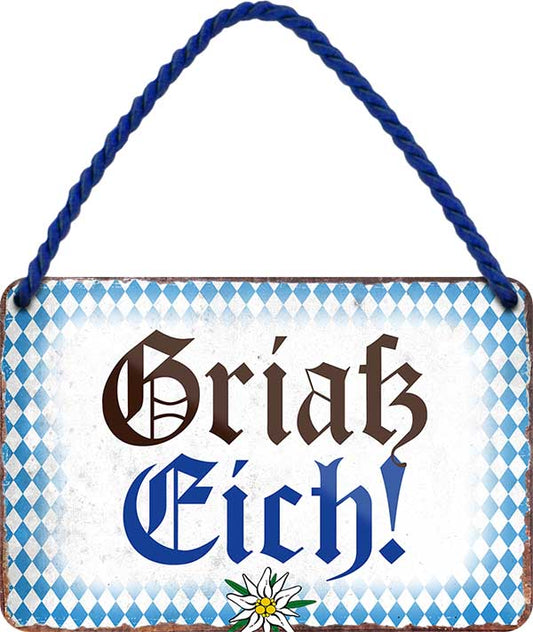 4252024201529 Schilderstore24 	Schilderstore24 Blechschilder sind perfekt als Geschenk zu Weihnachten, Geburtstage, Feiern, Partys, Grillabende, Namenstag, Feiertag, Mädelsabend, Hochzeit. Jederzeit stilvoll im Wohnzimmer, Partykeller, Garage, Praxis, Büro, Café, Hauseingang Sachse Bayern Schwäbisch Alm bayrisch sprache kultur tradition ''Bayrisch Grüß dich''		18x12cm