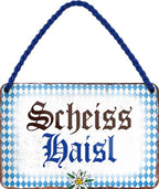 4252024201574 Schilderstore24 	Schilderstore24 Blechschilder sind perfekt als Geschenk zu Weihnachten, Geburtstage, Feiern, Partys, Grillabende, Namenstag, Feiertag, Mädelsabend, Hochzeit. Jederzeit stilvoll im Wohnzimmer, Partykeller, Garage, Praxis, Büro, Café, Hauseingang Sachse Bayern Schwäbisch Alm bayrisch sprache kultur tradition ''Bayrisch scheiss haus''		18x12cm