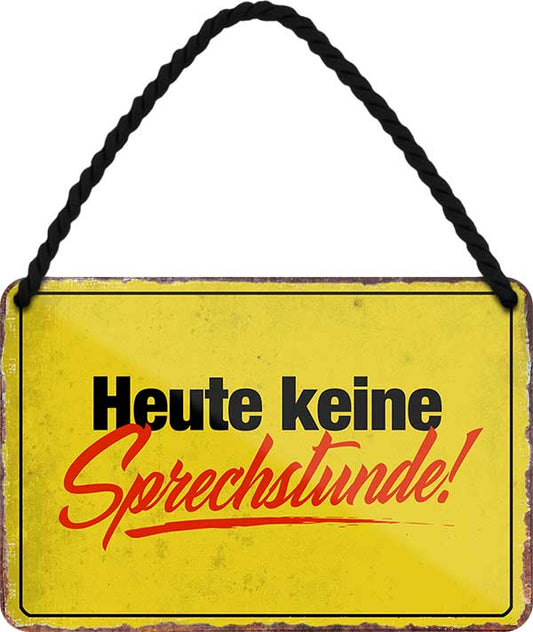 4252024209792 Schilderstore24 	Schilderstore24 Blechschilder sind perfekt als Geschenk zu Weihnachten, Geburtstage, Feiern, Partys, Grillabende, Namenstag, Feiertag, Mädelsabend, Hochzeit. Jederzeit stilvoll im Wohnzimmer, Partykeller, Garage, Praxis, Büro, Café, Hauseingang Sarkasmus Ironie Funny Schwarzer Humor faul dumm fun rente lästern teufel ''Heute keine Sprechstunde''		18x12cm