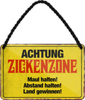 4252024209259 Schilderstore24 	Schilderstore24 Blechschilder sind perfekt als Geschenk zu Weihnachten, Geburtstage, Feiern, Partys, Grillabende, Namenstag, Feiertag, Mädelsabend, Hochzeit. Jederzeit stilvoll im Wohnzimmer, Partykeller, Garage, Praxis, Büro, Café, Hauseingang Sarkasmus Ironie Funny Schwarzer Humor faul dumm fun rente lästern teufel ''Achtung Zickenzone mund halten, abstand halten''		18x12cm