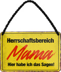 4252024207163 Schilderstore24 Schilderstore24 Blechschilder sind perfekt als Geschenk zu Weihnachten, Geburtstage, Feiern, Partys, Grillabende, Namenstag, Feiertag, Mädelsabend, Hochzeit. Jederzeit stilvoll im Wohnzimmer, Partykeller, Garage, Praxis, Büro, Café, Hauseingang Familie Zuhause Eltern Geschwister oma opa familie mama papa geschwister	 ''Herrschaftsbereich Mama, hier habe ich das sagen''		18x12cm