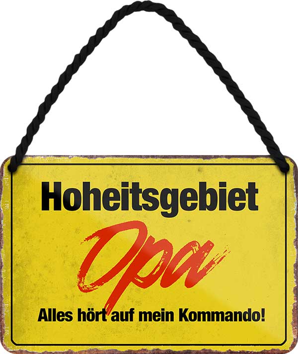 4252024207187 Schilderstore24 	Schilderstore24 Blechschilder sind perfekt als Geschenk zu Weihnachten, Geburtstage, Feiern, Partys, Grillabende, Namenstag, Feiertag, Mädelsabend, Hochzeit. Jederzeit stilvoll im Wohnzimmer, Partykeller, Garage, Praxis, Büro, Café, Hauseingang Familie Zuhause Eltern Geschwister oma opa familie mama papa geschwister ''Hoheitsgebiet Opa, alles hört auf mein Kommando''		18x12cm
