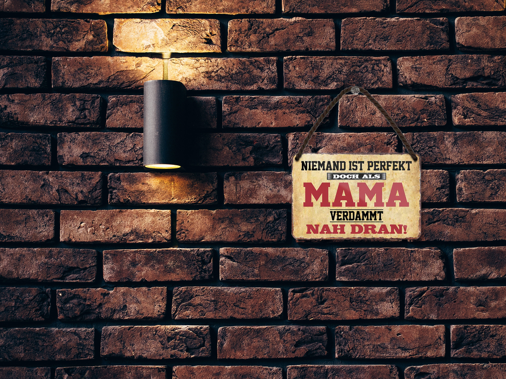 Blechschild ''Niemand ist perfekt Mama'' 18x12cm