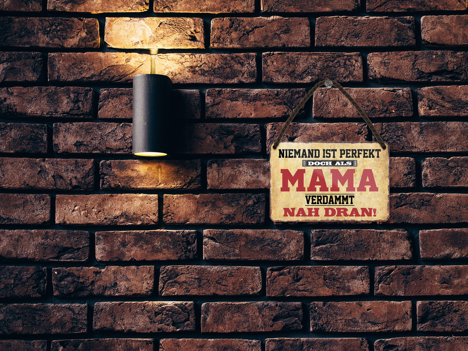 Blechschild ''Niemand ist perfekt Mama'' 18x12cm