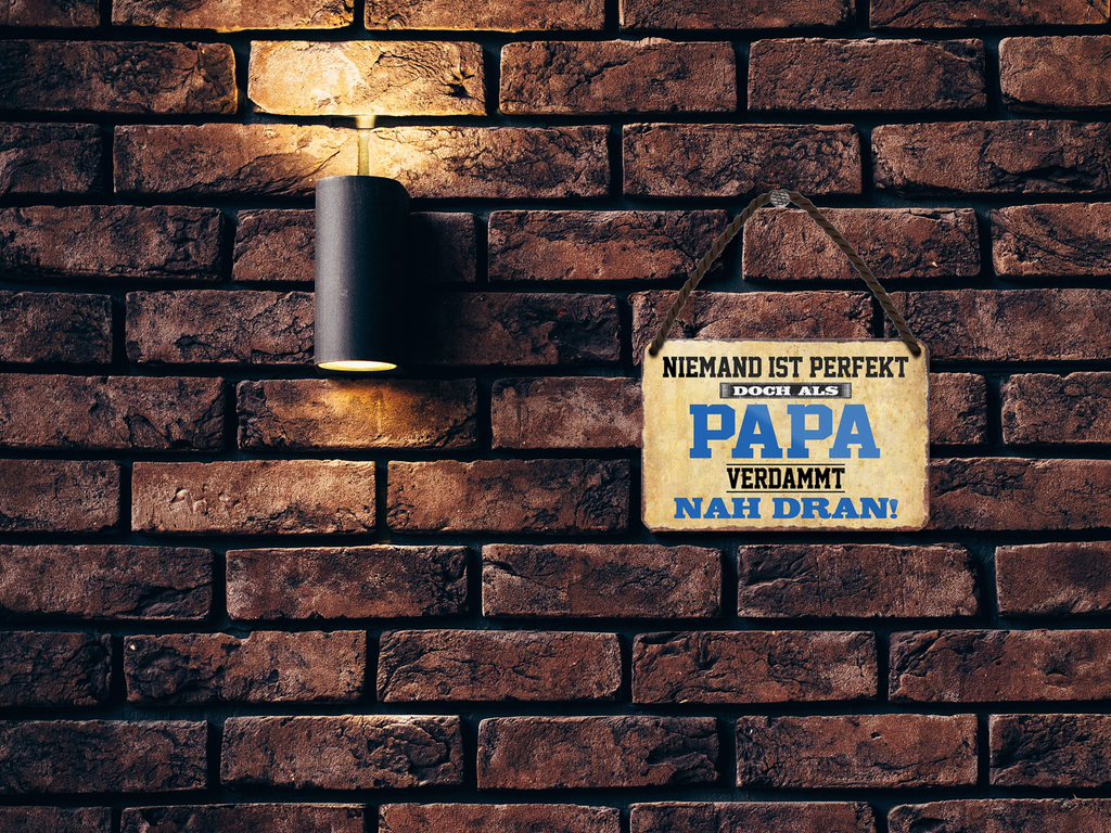 Blechschild ''Niemand ist perfekt Papa''  18x12cm