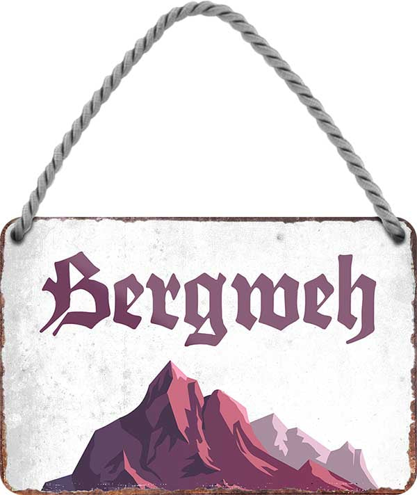 4252024202045 Schilderstore24 	Schilderstore24 Blechschilder sind perfekt als Geschenk zu Weihnachten, Geburtstage, Feiern, Partys, Grillabende, Namenstag, Feiertag, Mädelsabend, Hochzeit. Jederzeit stilvoll im Wohnzimmer, Partykeller, Garage, Praxis, Büro, Café, Hauseingang Berge Reisen Wandern Outdoor Natur Urlaub sehenswürdigkeiten tal freizeit sport ''Bergweh (weißer Hintergrund, Berg unten)''		18x12cm