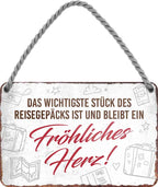4252024202052 Schilderstore24 	Schilderstore24 Blechschilder sind perfekt als Geschenk zu Weihnachten, Geburtstage, Feiern, Partys, Grillabende, Namenstag, Feiertag, Mädelsabend, Hochzeit. Jederzeit stilvoll im Wohnzimmer, Partykeller, Garage, Praxis, Büro, Café, Hauseingang Berge Reisen Wandern Outdoor Natur Urlaub sehenswürdigkeiten tal freizeit sport ''Das wichtigste Stück des Reisegepäcks.. fröhliches Herz''		18x12cm