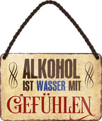 4252024200034 Schilderstore24 Schilderstore24 Blechschilder sind perfekt als Geschenk zu Weihnachten, Geburtstage, Feiern, Partys, Grillabende, Namenstag, Feiertag, Mädelsabend, Hochzeit. Jederzeit stilvoll im Wohnzimmer, Partykeller, Garage, Praxis, Büro, Café, Hauseingang Alkohol Cocktail Bier Sekt Getränk Bier Alkohol schnaps promille tequila   	 ''Alkohol ist Wasser mit Gefühlen''		18x12cm