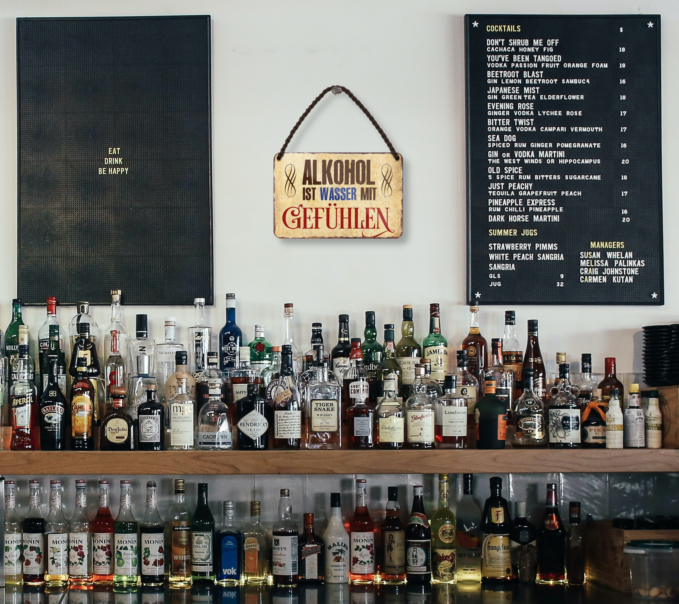 Blechschild ''Alkohol ist Wasser mit Gefühlen'' 18x12cm