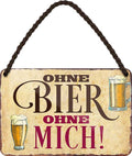 4252024200607 Schilderstore24 	Schilderstore24 Blechschilder sind perfekt als Geschenk zu Weihnachten, Geburtstage, Feiern, Partys, Grillabende, Namenstag, Feiertag, Mädelsabend, Hochzeit. Jederzeit stilvoll im Wohnzimmer, Partykeller, Garage, Praxis, Büro, Café, Hauseingang Alkohol Cocktail Bier Sekt Getränk Bier Alkohol schnaps promille tequila    ''Ohne Bier ohne mich''		18x12cm