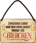 4252024200881 Schilderstore24 	Schilderstore24 Blechschilder sind perfekt als Geschenk zu Weihnachten, Geburtstage, Feiern, Partys, Grillabende, Namenstag, Feiertag, Mädelsabend, Hochzeit. Jederzeit stilvoll im Wohnzimmer, Partykeller, Garage, Praxis, Büro, Café, Hauseingang Alkohol Cocktail Bier Sekt Getränk Bier Alkohol schnaps promille tequila    ''Zwischen Leber und Niere.. Bierchen''		18x12cm