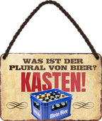 4252024200812 Schilderstore24 	Schilderstore24 Blechschilder sind perfekt als Geschenk zu Weihnachten, Geburtstage, Feiern, Partys, Grillabende, Namenstag, Feiertag, Mädelsabend, Hochzeit. Jederzeit stilvoll im Wohnzimmer, Partykeller, Garage, Praxis, Büro, Café, Hauseingang Alkohol Cocktail Bier Sekt Getränk Bier Alkohol schnaps promille tequila    ''Was ist der Plural von Bier. Kasten''		18x12cm