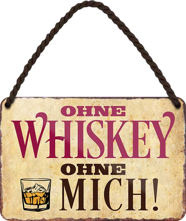 4252024200645 Schilderstore24 Schilderstore24 Blechschilder sind perfekt als Geschenk zu Weihnachten, Geburtstage, Feiern, Partys, Grillabende, Namenstag, Feiertag, Mädelsabend, Hochzeit. Jederzeit stilvoll im Wohnzimmer, Partykeller, Garage, Praxis, Büro, Café, Hauseingang Alkohol Cocktail Bier Sekt Getränk Bier Alkohol schnaps promille tequila   	 ''ohne whiskey ohne mich''		18x12cm