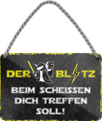 4252024209464 Schilderstore24 	Schilderstore24 Blechschilder sind perfekt als Geschenk zu Weihnachten, Geburtstage, Feiern, Partys, Grillabende, Namenstag, Feiertag, Mädelsabend, Hochzeit. Jederzeit stilvoll im Wohnzimmer, Partykeller, Garage, Praxis, Büro, Café, Hauseingang Sarkasmus Ironie Funny Schwarzer Humor faul dumm fun rente lästern teufel ''Der Blitz beim Scheissen dich treffen soll (yoda)''		18x12cm