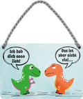 4252024209921 Schilderstore24 	Schilderstore24 Blechschilder sind perfekt als Geschenk zu Weihnachten, Geburtstage, Feiern, Partys, Grillabende, Namenstag, Feiertag, Mädelsabend, Hochzeit. Jederzeit stilvoll im Wohnzimmer, Partykeller, Garage, Praxis, Büro, Café, Hauseingang Sarkasmus Ironie Funny Schwarzer Humor faul dumm fun rente lästern teufel ''Ich hab dich so lieb.. nicht viel.. (2 Dinos)''		18x12cm