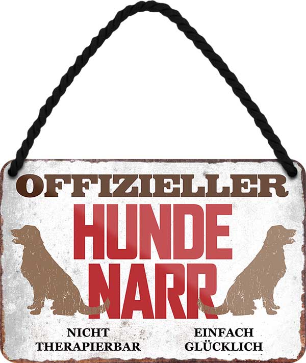 4252024206135 Schilderstore24 Schilderstore24 Blechschilder sind perfekt als Geschenk zu Weihnachten, Geburtstage, Feiern, Partys, Grillabende, Namenstag, Feiertag, Mädelsabend, Hochzeit. Jederzeit stilvoll im Wohnzimmer, Partykeller, Garage, Praxis, Büro, Café, Hauseingang Haustier Tier Freund knuddelig Zuhause Katze Hund Hamster Meerschwein haustier	 ''Offizieller Hundenarr''		18x12cm
