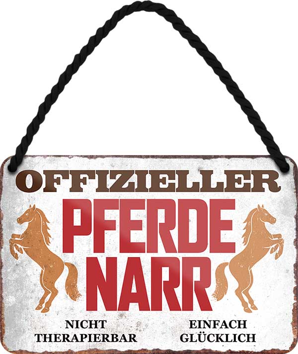 4252024207125 Schilderstore24 Schilderstore24 Blechschilder sind perfekt als Geschenk zu Weihnachten, Geburtstage, Feiern, Partys, Grillabende, Namenstag, Feiertag, Mädelsabend, Hochzeit. Jederzeit stilvoll im Wohnzimmer, Partykeller, Garage, Praxis, Büro, Café, Hauseingang Nutztier Pferd Reiten Pony Stall sattel ausreiten pferd tier landwirtschaft	 ''Offizieller Pferdenarr''		18x12cm