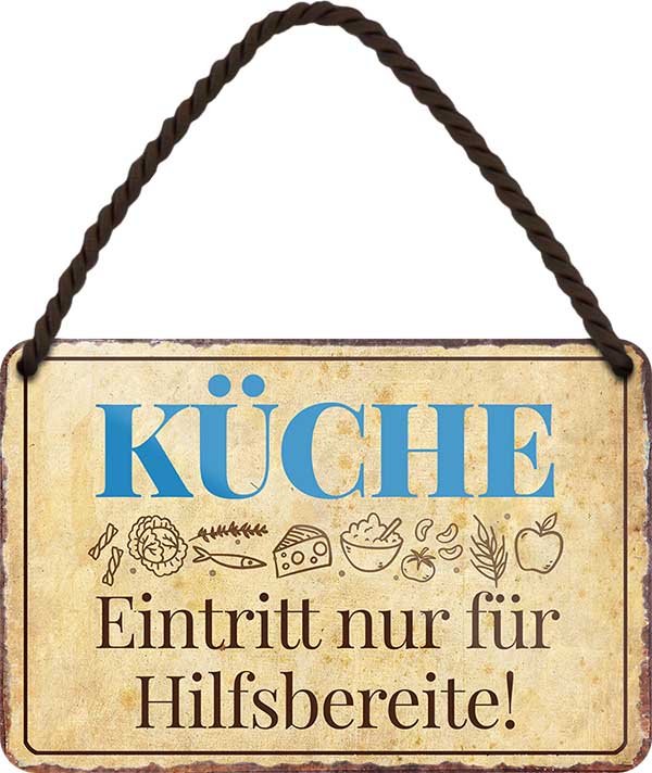 4252024205848 Schilderstore24 	Schilderstore24 Blechschilder sind perfekt als Geschenk zu Weihnachten, Geburtstage, Feiern, Partys, Grillabende, Namenstag, Feiertag, Mädelsabend, Hochzeit. Jederzeit stilvoll im Wohnzimmer, Partykeller, Garage, Praxis, Büro, Café, Hauseingang Garten Haushalt Heim Zuhause Gartenarbeit Hausarbeit Zuhause Blumen ''Küche.. Eintritt nur für Hilfsbereite''		18x12cm