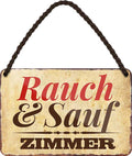 4252024200669 Schilderstore24 Schilderstore24 Blechschilder sind perfekt als Geschenk zu Weihnachten, Geburtstage, Feiern, Partys, Grillabende, Namenstag, Feiertag, Mädelsabend, Hochzeit. Jederzeit stilvoll im Wohnzimmer, Partykeller, Garage, Praxis, Büro, Café, Hauseingang Alkohol Cocktail Bier Sekt Getränk Bier Alkohol schnaps promille tequila   	 ''Rauch & Sauf Zimmer''		18x12cm