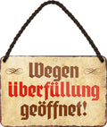 4252024200829 Schilderstore24 	Schilderstore24 Blechschilder sind perfekt als Geschenk zu Weihnachten, Geburtstage, Feiern, Partys, Grillabende, Namenstag, Feiertag, Mädelsabend, Hochzeit. Jederzeit stilvoll im Wohnzimmer, Partykeller, Garage, Praxis, Büro, Café, Hauseingang Alkohol Cocktail Bier Sekt Getränk Bier Alkohol schnaps promille tequila    ''wegen Überfüllung geöffnet''		18x12cm