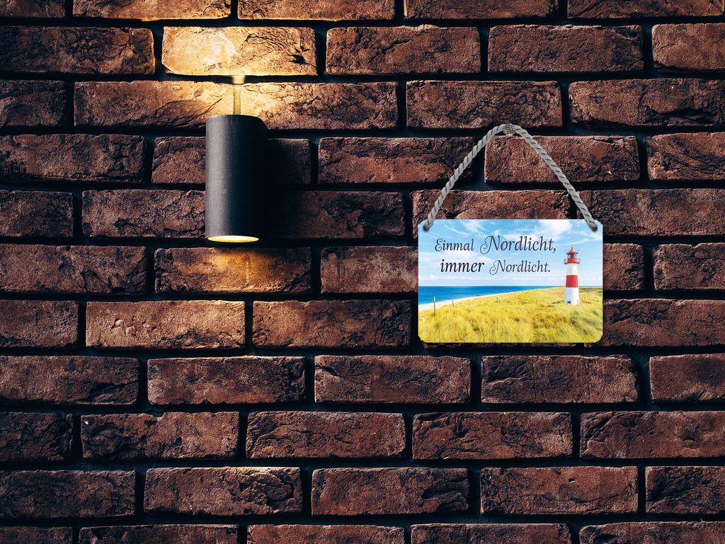 Tin sign "Once northern lights, always northern lights (lighthouse)" 18x12cm