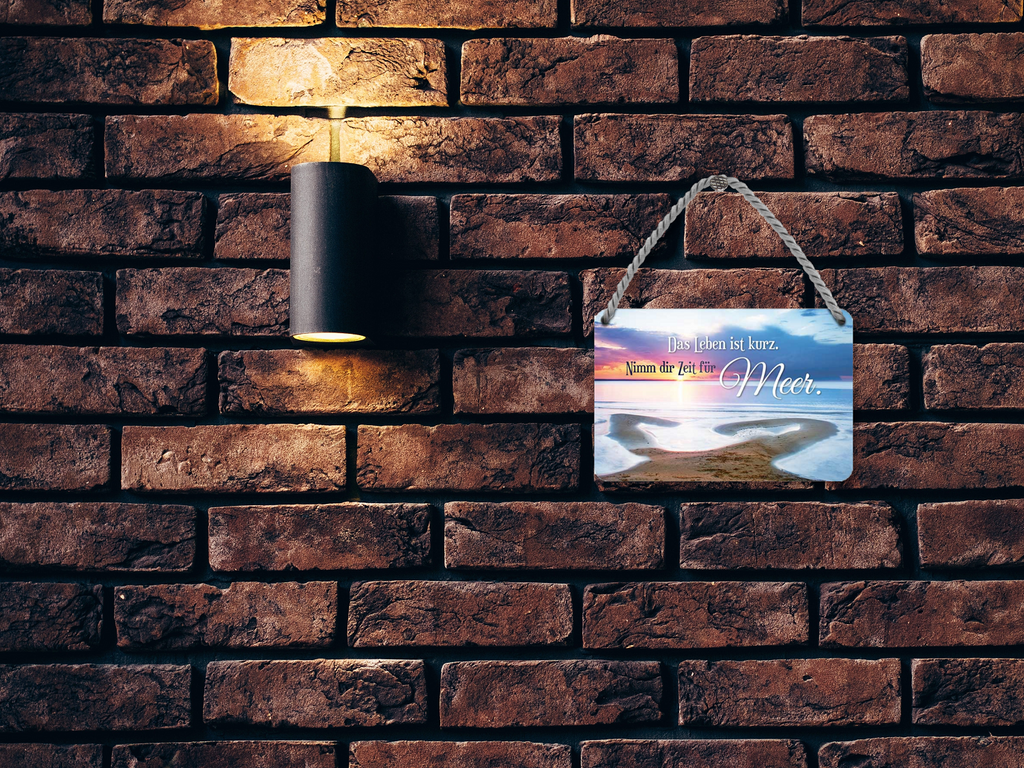 Metal sign ''Life is short. Take time for sea (sunset water sky)'' 18x12cm