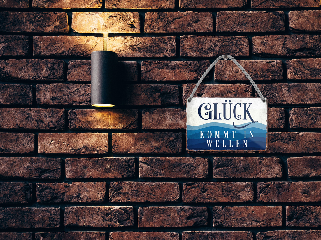 Blechschild ''Glück kommt in Wellen'' 18x12cm