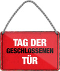 4252024209105 Schilderstore24 	Schilderstore24 Blechschilder sind perfekt als Geschenk zu Weihnachten, Geburtstage, Feiern, Partys, Grillabende, Namenstag, Feiertag, Mädelsabend, Hochzeit. Jederzeit stilvoll im Wohnzimmer, Partykeller, Garage, Praxis, Büro, Café, Hauseingang Zuhause WC Open Closed Badezimmer toilette scheißhaus putzen haushalt heim ''Tag der geschlossenen Tür''		18x12cm