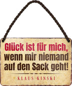 4252024209709 Schilderstore24 Schilderstore24 Blechschilder sind perfekt als Geschenk zu Weihnachten, Geburtstage, Feiern, Partys, Grillabende, Namenstag, Feiertag, Mädelsabend, Hochzeit. Jederzeit stilvoll im Wohnzimmer, Partykeller, Garage, Praxis, Büro, Café, Hauseingang Sarkasmus Ironie Funny Schwarzer Humor faul dumm fun rente lästern teufel	 ''Glück ist für mich, wenn mir niemand auf den Sack geht''		18x12cm
