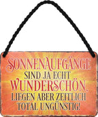 4252024210453 Schilderstore24 	Schilderstore24 Blechschilder sind perfekt als Geschenk zu Weihnachten, Geburtstage, Feiern, Partys, Grillabende, Namenstag, Feiertag, Mädelsabend, Hochzeit. Jederzeit stilvoll im Wohnzimmer, Partykeller, Garage, Praxis, Büro, Café, Hauseingang Sarkasmus Ironie Funny Schwarzer Humor faul dumm fun rente lästern teufel ''Sonnenaufgänge sind ja echt Wunderschön''		18x12cm