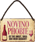 4252024200584 Schilderstore24 	Schilderstore24 Blechschilder sind perfekt als Geschenk zu Weihnachten, Geburtstage, Feiern, Partys, Grillabende, Namenstag, Feiertag, Mädelsabend, Hochzeit. Jederzeit stilvoll im Wohnzimmer, Partykeller, Garage, Praxis, Büro, Café, Hauseingang Alkohol Cocktail Bier Sekt Getränk Bier Alkohol schnaps promille tequila    ''Novino Phobie''		18x12cm