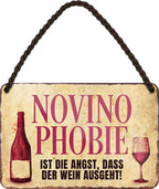 4252024200584 Schilderstore24 	Schilderstore24 Blechschilder sind perfekt als Geschenk zu Weihnachten, Geburtstage, Feiern, Partys, Grillabende, Namenstag, Feiertag, Mädelsabend, Hochzeit. Jederzeit stilvoll im Wohnzimmer, Partykeller, Garage, Praxis, Büro, Café, Hauseingang Alkohol Cocktail Bier Sekt Getränk Bier Alkohol schnaps promille tequila    ''Novino Phobie''		18x12cm
