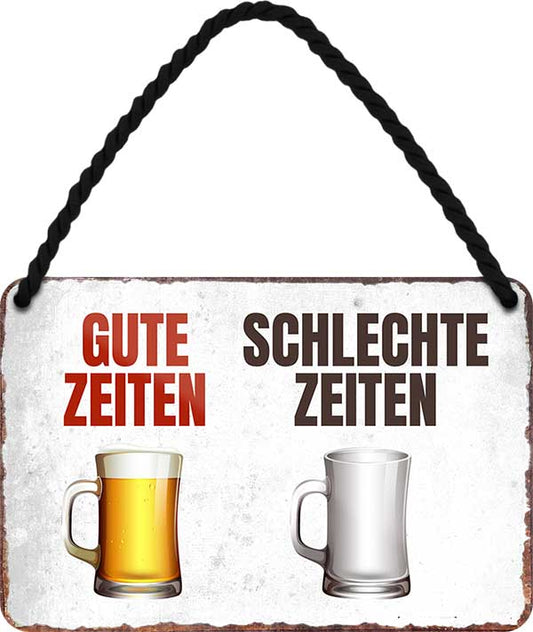 4252024200362 Schilderstore24 Schilderstore24 Blechschilder sind perfekt als Geschenk zu Weihnachten, Geburtstage, Feiern, Partys, Grillabende, Namenstag, Feiertag, Mädelsabend, Hochzeit. Jederzeit stilvoll im Wohnzimmer, Partykeller, Garage, Praxis, Büro, Café, Hauseingang Alkohol Cocktail Bier Sekt Getränk Bier Alkohol schnaps promille tequila   	 ''Gute Zeiten.. Schlechte Zeiten (volles leers Glas)''		18x12cm