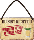 4252024200263 Schilderstore24 	Schilderstore24 Blechschilder sind perfekt als Geschenk zu Weihnachten, Geburtstage, Feiern, Partys, Grillabende, Namenstag, Feiertag, Mädelsabend, Hochzeit. Jederzeit stilvoll im Wohnzimmer, Partykeller, Garage, Praxis, Büro, Café, Hauseingang Alkohol Cocktail Bier Sekt Getränk Bier Alkohol schnaps promille tequila    ''Du bist nicht du, wenn du keinen Tequila hast''		18x12cm