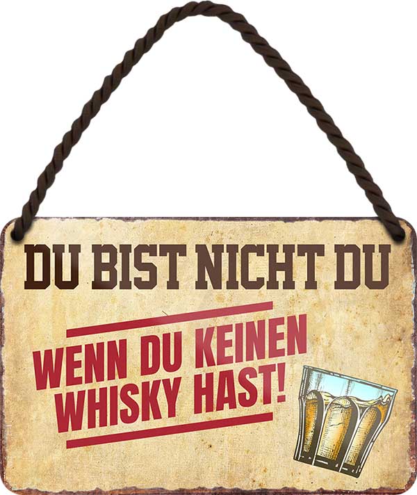 4252024200294 Schilderstore24 Schilderstore24 Blechschilder sind perfekt als Geschenk zu Weihnachten, Geburtstage, Feiern, Partys, Grillabende, Namenstag, Feiertag, Mädelsabend, Hochzeit. Jederzeit stilvoll im Wohnzimmer, Partykeller, Garage, Praxis, Büro, Café, Hauseingang Alkohol Cocktail Bier Sekt Getränk Bier Alkohol schnaps promille tequila   	 ''Du bist nicht du, wenn du keinen Whisky hast''		18x12cm