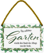 4252024205787 Schilderstore24 Schilderstore24 Blechschilder sind perfekt als Geschenk zu Weihnachten, Geburtstage, Feiern, Partys, Grillabende, Namenstag, Feiertag, Mädelsabend, Hochzeit. Jederzeit stilvoll im Wohnzimmer, Partykeller, Garage, Praxis, Büro, Café, Hauseingang Garten Haushalt Heim Zuhause Gartenarbeit Hausarbeit Zuhause Blumen	 ''Ein schöner Garten wischt den Staub des Alltags''		18x12cm