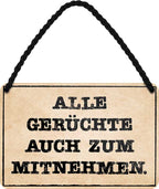 4252024209297 Schilderstore24 	Schilderstore24 Blechschilder sind perfekt als Geschenk zu Weihnachten, Geburtstage, Feiern, Partys, Grillabende, Namenstag, Feiertag, Mädelsabend, Hochzeit. Jederzeit stilvoll im Wohnzimmer, Partykeller, Garage, Praxis, Büro, Café, Hauseingang Sarkasmus Ironie Funny Schwarzer Humor faul dumm fun rente lästern teufel ''Alle Gerüchte auch zum Mitnehmen''		18x12cm