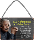 4252024206593 Schilderstore24 	Schilderstore24 Blechschilder sind perfekt als Geschenk zu Weihnachten, Geburtstage, Feiern, Partys, Grillabende, Namenstag, Feiertag, Mädelsabend, Hochzeit. Jederzeit stilvoll im Wohnzimmer, Partykeller, Garage, Praxis, Büro, Café, Hauseingang Tiefsinnig Albert Einstein Weisheiten wahrheit sprichwort lebensweisheit philosoph ''Relativitätstheorie Klotür (Einstein)''		18x12cm