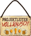 4252024200652 Schilderstore24 Schilderstore24 Blechschilder sind perfekt als Geschenk zu Weihnachten, Geburtstage, Feiern, Partys, Grillabende, Namenstag, Feiertag, Mädelsabend, Hochzeit. Jederzeit stilvoll im Wohnzimmer, Partykeller, Garage, Praxis, Büro, Café, Hauseingang Alkohol Cocktail Bier Sekt Getränk Bier Alkohol schnaps promille tequila   	 ''Projektleiter Vollrausch''		18x12cm