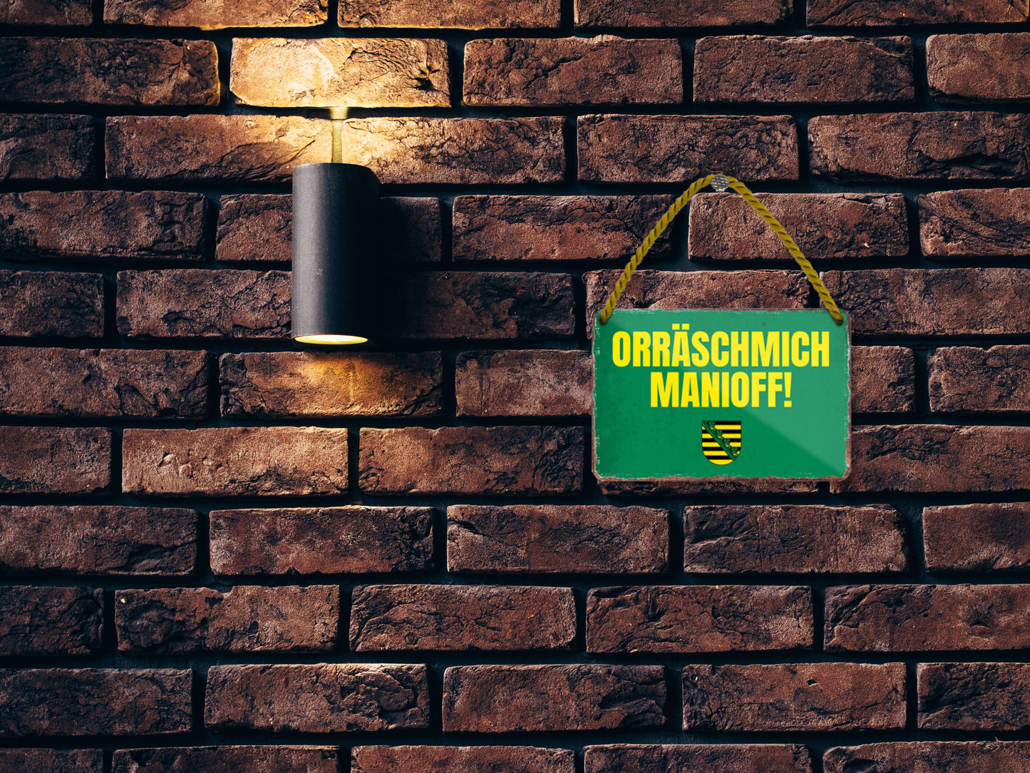 Tin sign "ORRÄSCHMICH MANIOFF" 18x12cm