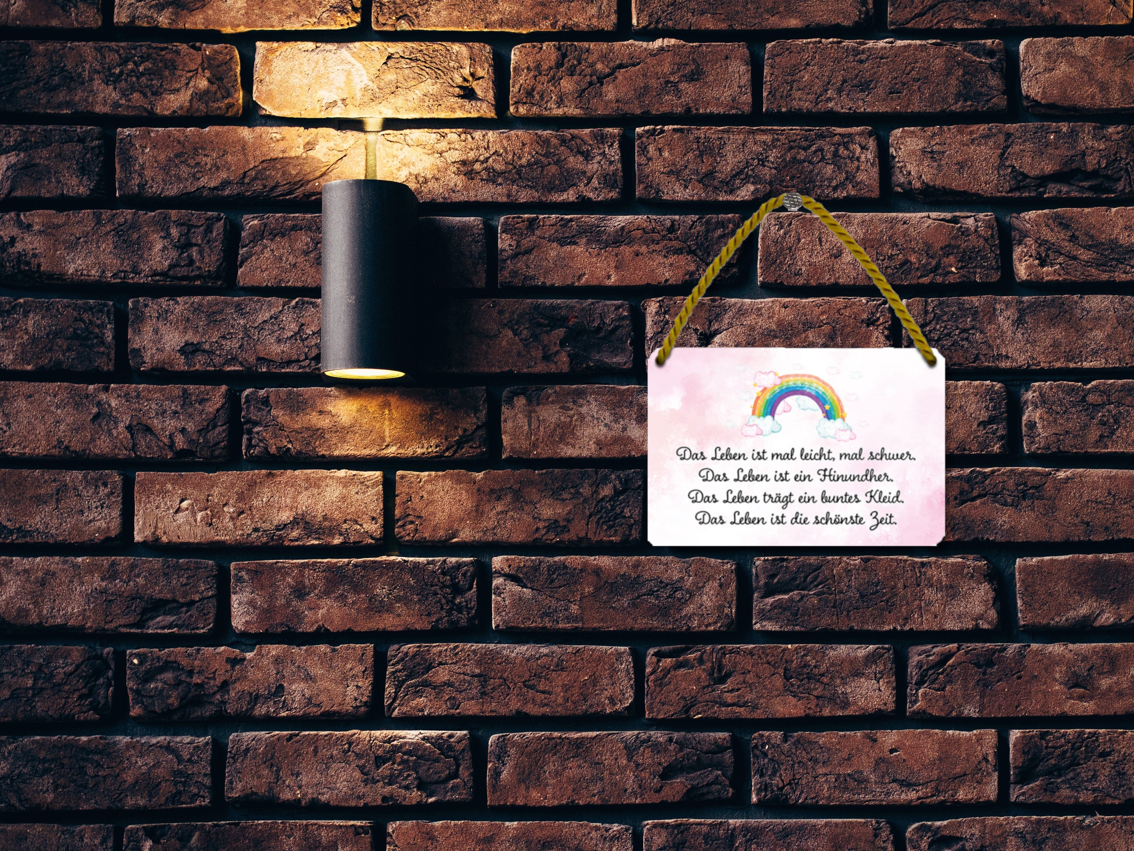 Blechschild ''Das Leben ist mal leicht.. (Regenbogen)'' 18x12cm
