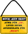 4252024208184 Schilderstore24 Schilderstore24 Blechschilder sind perfekt als Geschenk zu Weihnachten, Geburtstage, Feiern, Partys, Grillabende, Namenstag, Feiertag, Mädelsabend, Hochzeit. Jederzeit stilvoll im Wohnzimmer, Partykeller, Garage, Praxis, Büro, Café, Hauseingang Sex Anzüglich Zweideutig Romantik Brüste sinnlich schnulzig romantisch versaut pinup	 ''Bock auf Sex. Atme für JA (gelb)''		18x12cm