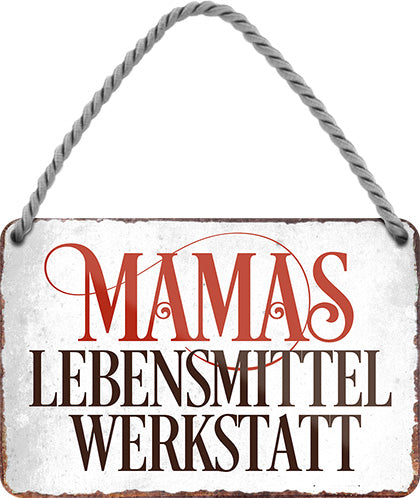 4252024205879 Schilderstore24 Schilderstore24 Blechschilder sind perfekt als Geschenk zu Weihnachten, Geburtstage, Feiern, Partys, Grillabende, Namenstag, Feiertag, Mädelsabend, Hochzeit. Jederzeit stilvoll im Wohnzimmer, Partykeller, Garage, Praxis, Büro, Café, Hauseingang Garten Haushalt Heim Zuhause Gartenarbeit Hausarbeit Zuhause Blumen	 ''Mamas Lebensmittel Werkstatt''		18x12cm