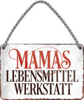 4252024205879 Schilderstore24 Schilderstore24 Blechschilder sind perfekt als Geschenk zu Weihnachten, Geburtstage, Feiern, Partys, Grillabende, Namenstag, Feiertag, Mädelsabend, Hochzeit. Jederzeit stilvoll im Wohnzimmer, Partykeller, Garage, Praxis, Büro, Café, Hauseingang Garten Haushalt Heim Zuhause Gartenarbeit Hausarbeit Zuhause Blumen	 ''Mamas Lebensmittel Werkstatt''		18x12cm